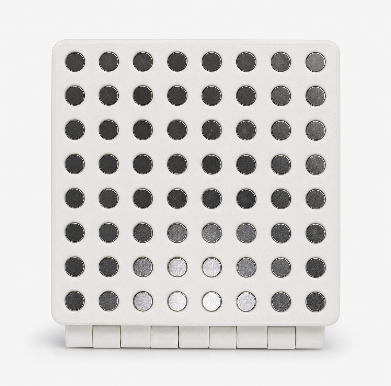 magnetic screw organizer box backside view of magnetic grid