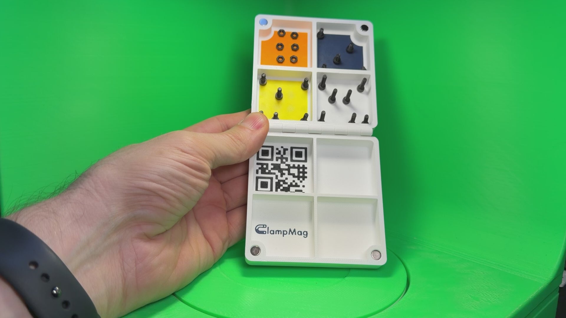 Magnetic Screw Organizer Box with Lid – ClampMag Parts Holder for Screws, Nuts & Bolts